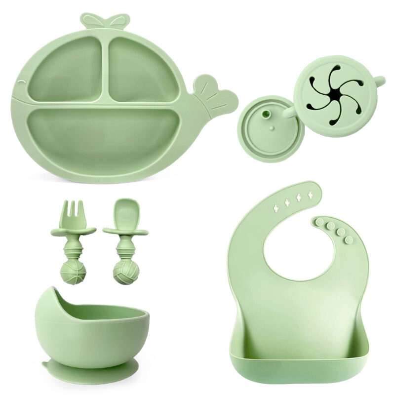 Baby Silicone Compartment Plate Drop-resistant Suit - Image 2