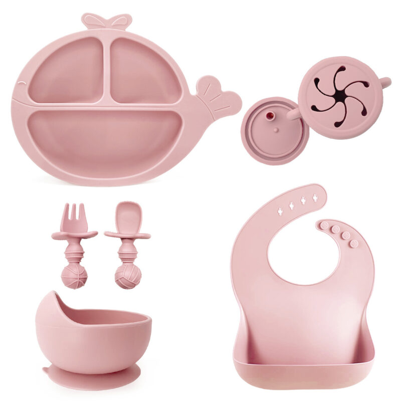 Baby Silicone Compartment Plate Drop-resistant Suit - Image 4
