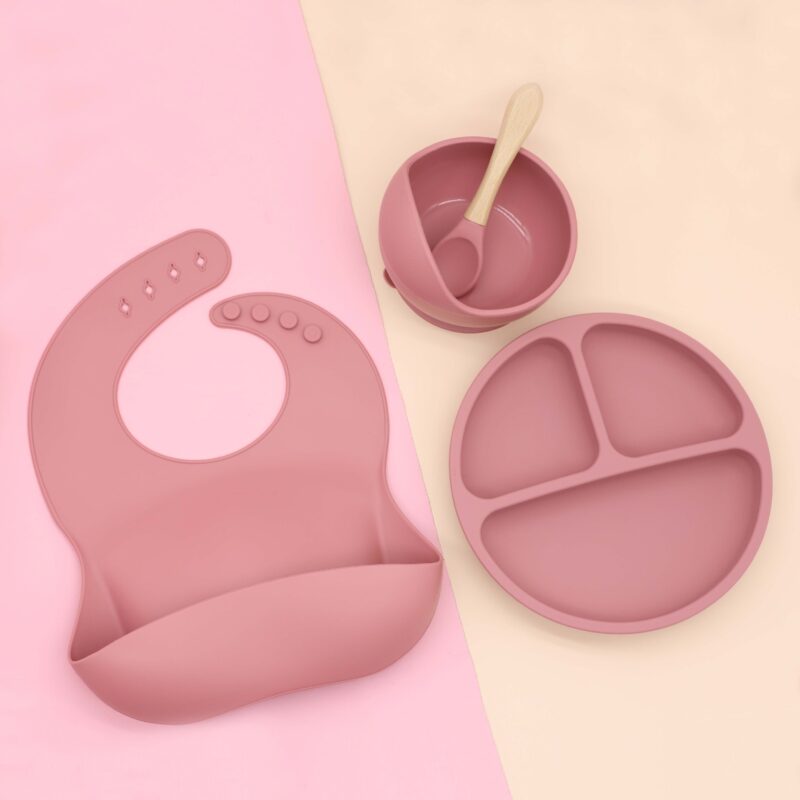 Baby Food Supplement Round Bowl Spoon Bib Dinner Plate Four-piece Set - Image 5