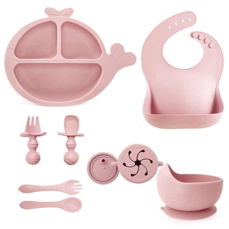 Baby Silicone Compartment Plate Drop-resistant Suit - Image 3