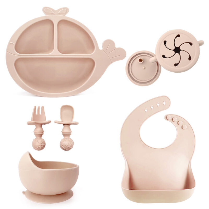 Baby Silicone Compartment Plate Drop-resistant Suit - Image 9