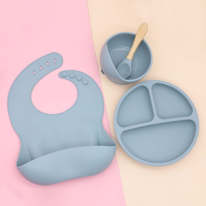 Baby Food Supplement Round Bowl Spoon Bib Dinner Plate Four-piece Set - Image 6